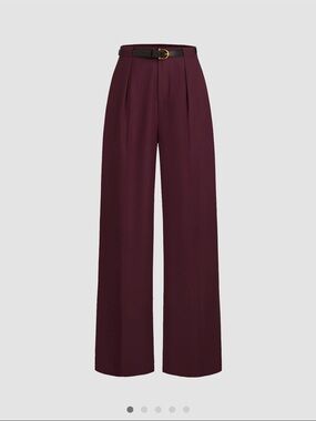 Cider Wide-Leg High-Waist Trousers in Burgundy belt included